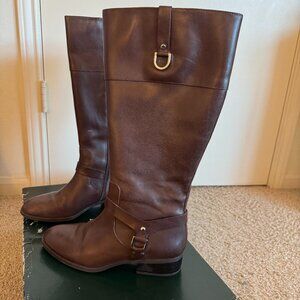Women's Ralph Lauren Mesa Tall Knee-High Brown Leather Riding Boots